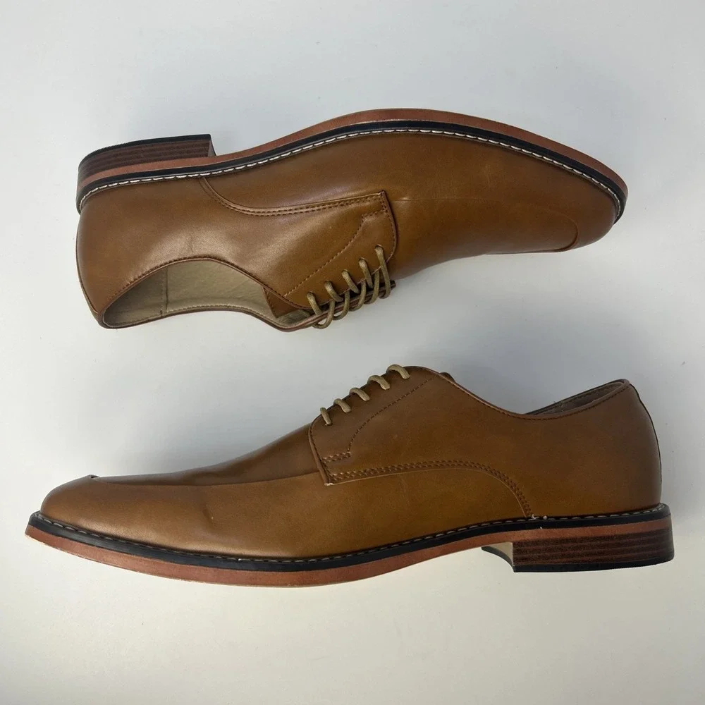 Madden By Steve Madden Men's Apron Toe Oxford Dress Shoes Cognac Tan Size 13